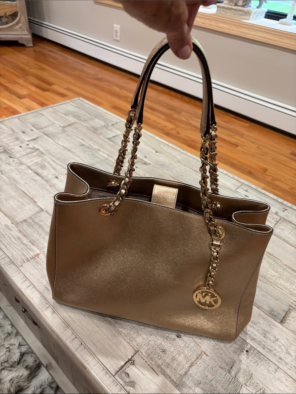 Michael Kors Gold Chain-Handle Shoulder Tote